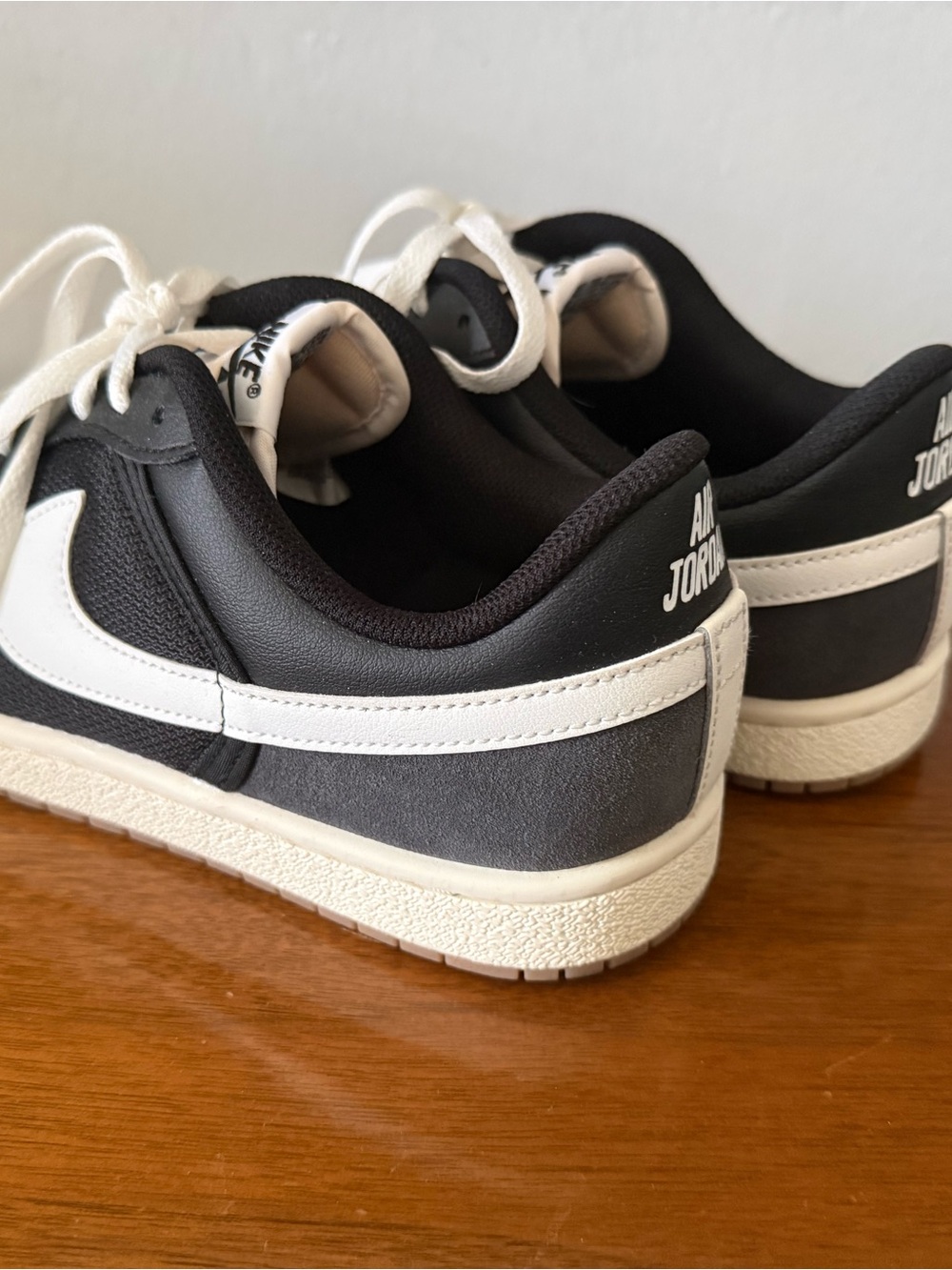 Nike Black and White Low-Top Sneakers with Gray Suede Toe - Picture 3 of 5
